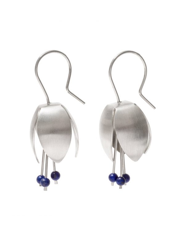 Boronia Flower Earrings – Silver & Lapis Lazuli