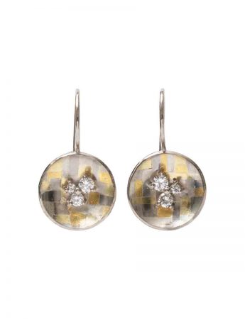 Celestial Terrain Rounded Hook Earrings – Gold with Diamonds