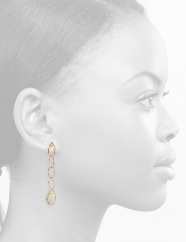 Chain Drop Mintabie Opal Earrings