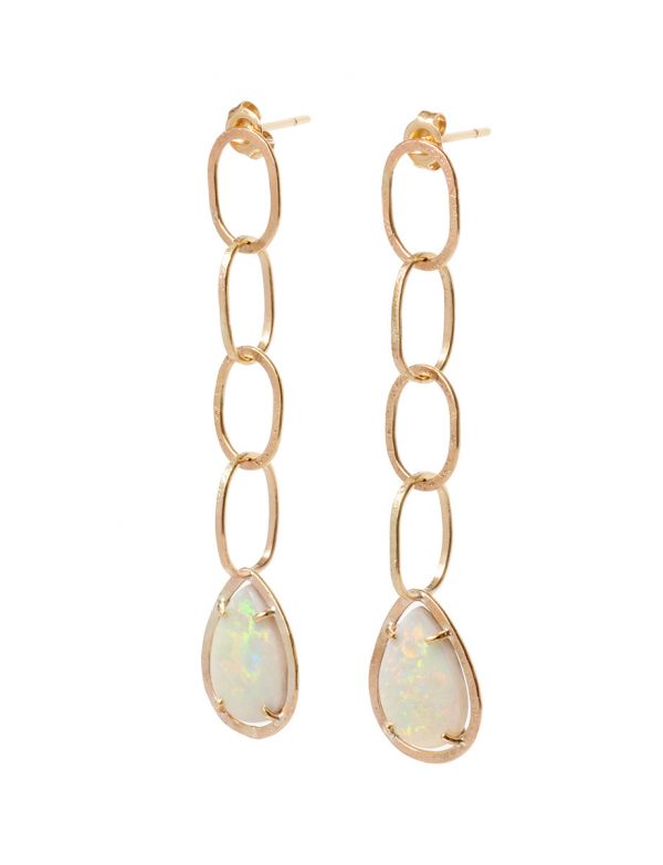 Chain Drop Mintabie Opal Earrings