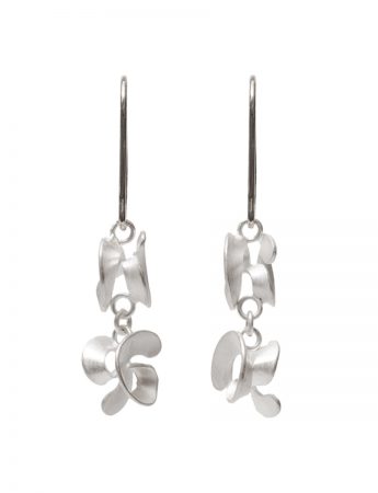 Two Drop Linked Taegeuk Cloud Hook Earrings – Silver