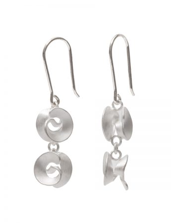 Two Drop Linked Taegeuk Cloud Hook Earrings – Silver