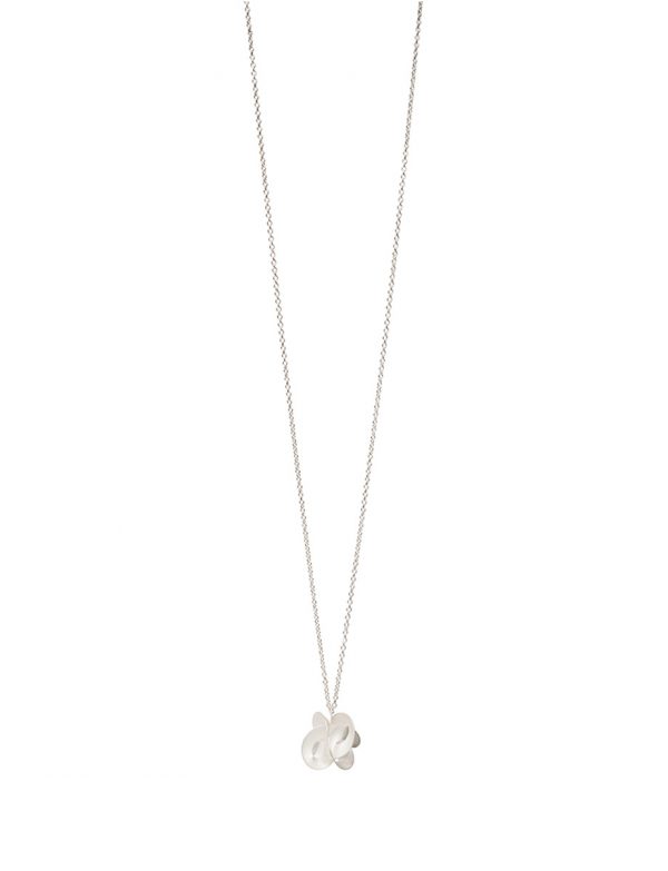 Large Double Cloud Pendant Necklace – Silver