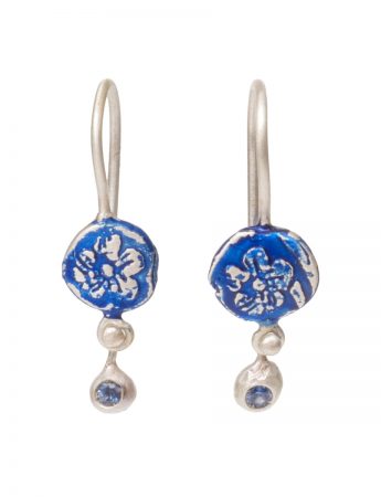 Daisy Drops Fragment Fixed Hook Earrings – Blue with Sapphires