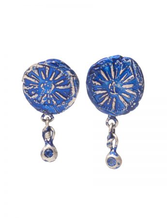 Daisy Fragment Studs – Transparent Blue and Sapphire Drops