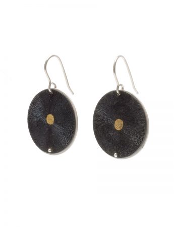 Dot Inlayed Disc Earrings – Black & Gold