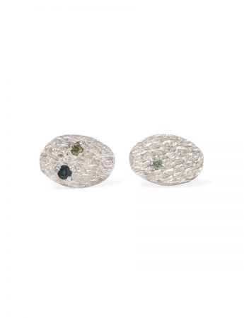 Droplet Stud Earrings – Silver & Sapphires