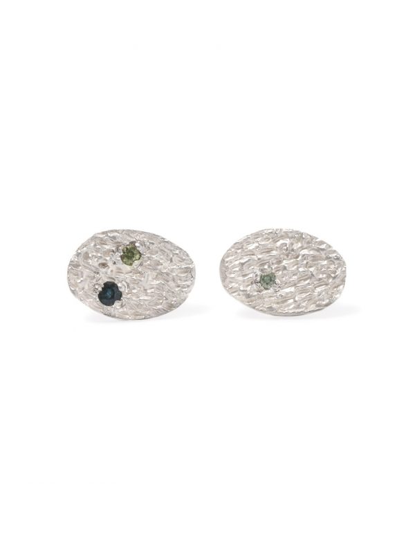 Droplet Stud Earrings – Silver & Sapphires