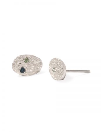 Droplet Stud Earrings – Silver & Sapphires