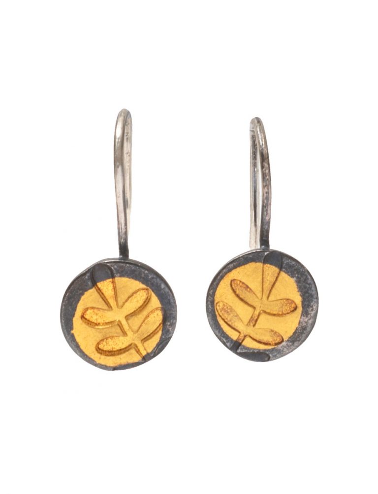 Fern Leaf Hook Earrings – Black & Gold