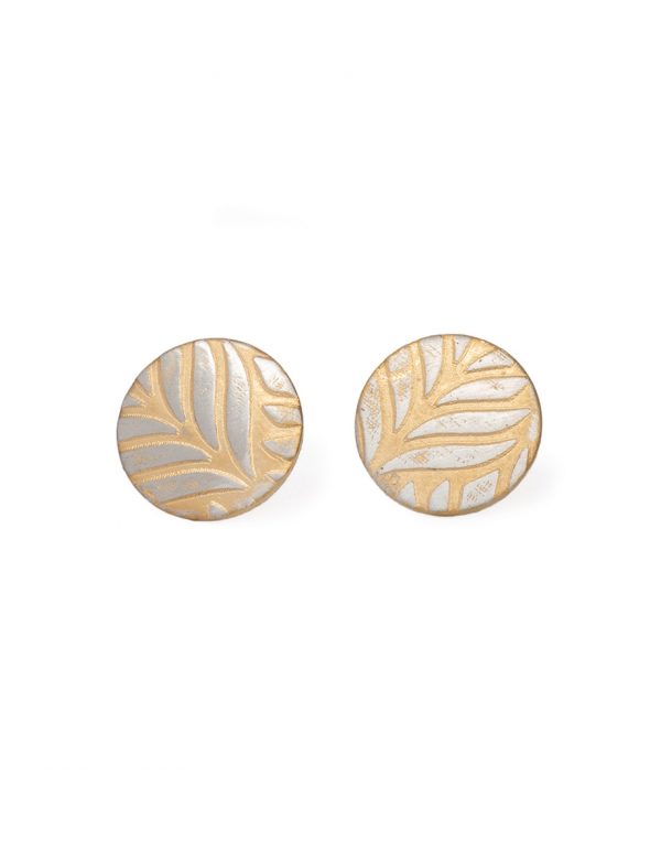 Fern Stud Earrings – Silver & Gold
