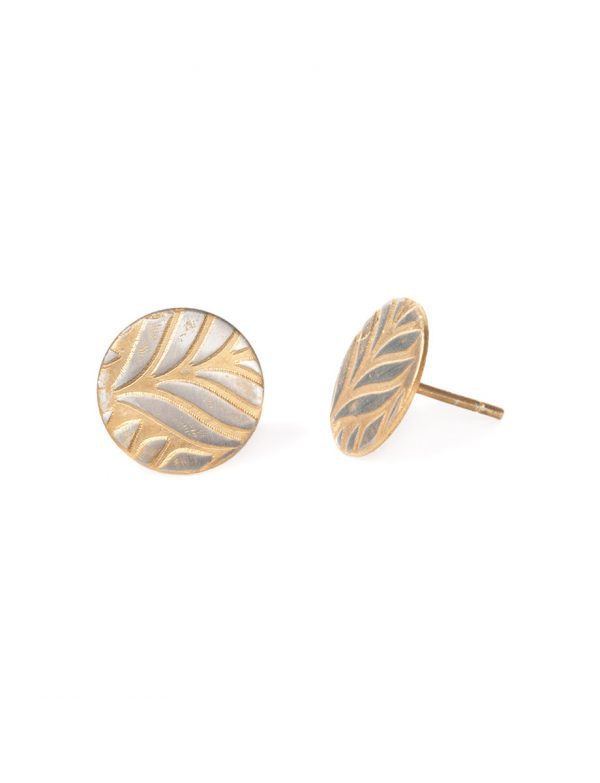 Fern Stud Earrings – Silver & Gold