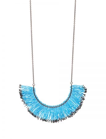 Fringed Half Hoop Necklace – Blue