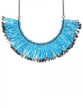 Fringed Half Hoop Necklace – Blue