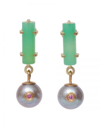 Glow Earrings – Chrysoprase, Pearl & Pink Sapphires