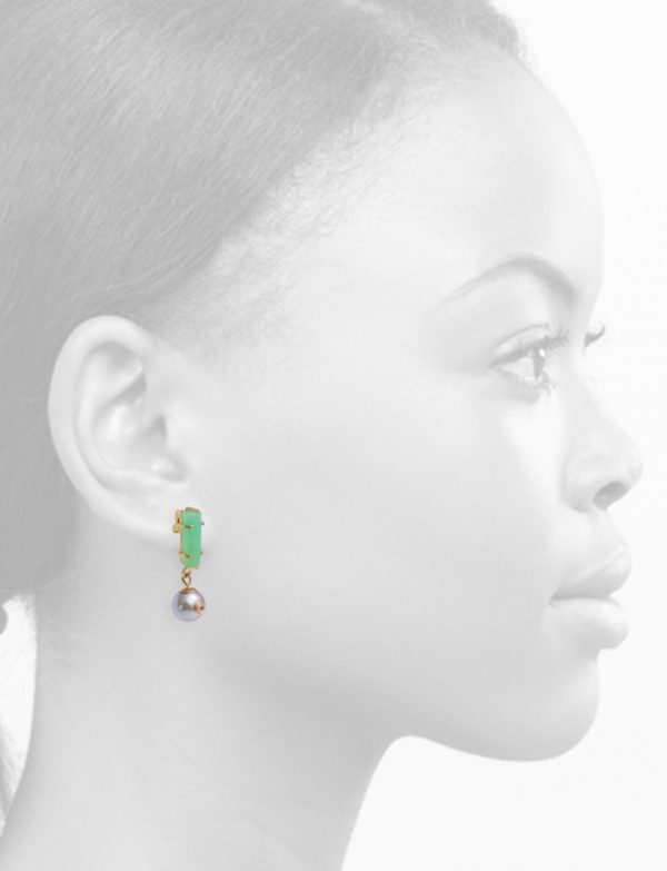 Glow Earrings – Chrysoprase, Pearl & Pink Sapphires