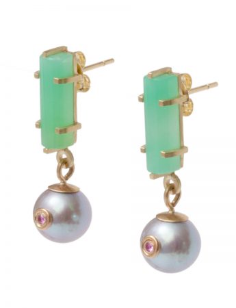 Glow Earrings – Chrysoprase, Pearl & Pink Sapphires