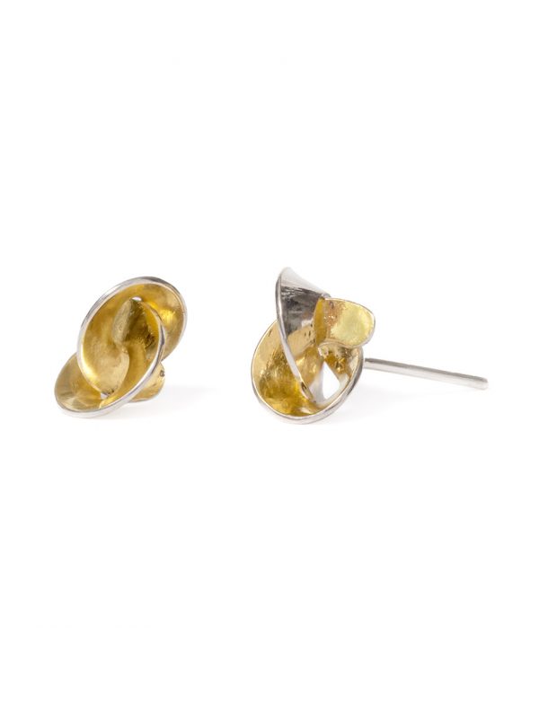 Golden Cloud Stud Earrings – Silver & Gold