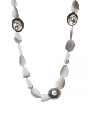 Grey Ocean Necklace – Agate, Quartz & Pearl