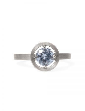 Grey Spinel Halo Ring – Platinum