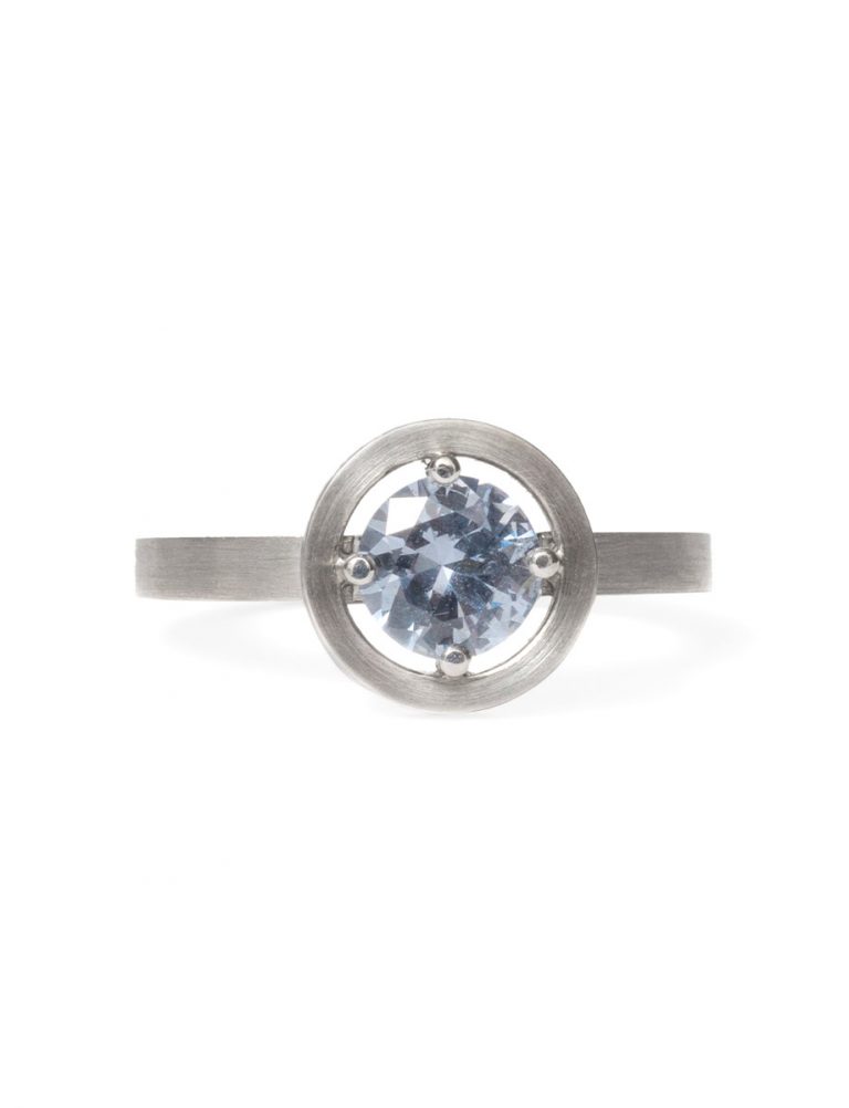 Grey Spinel Halo Ring – Platinum