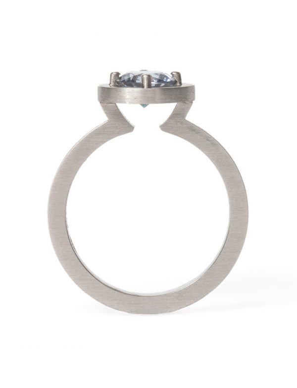 Grey Spinel Halo Ring – Platinum