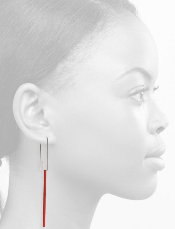 Long Hidden Line Earrings – Red
