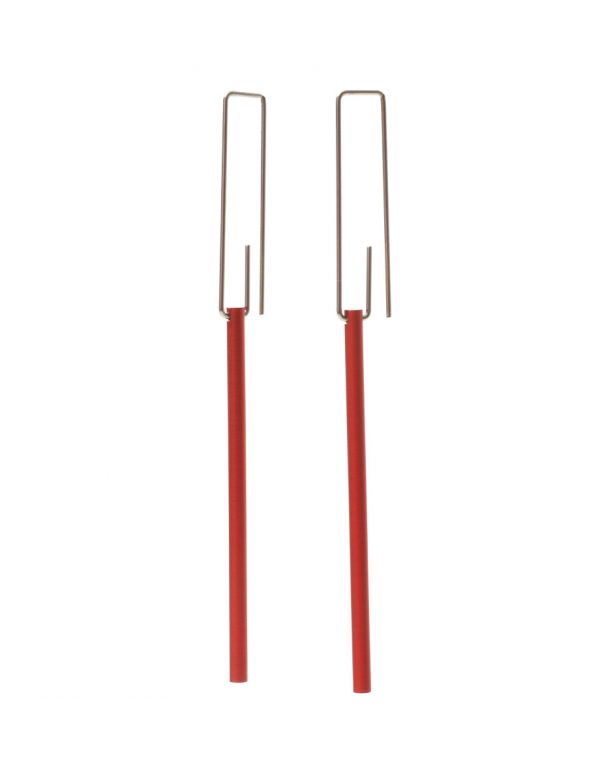 Long Hidden Line Earrings – Red