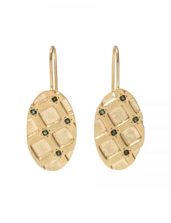 Honeycomb Hook Earrings – Gold & Tourmaline