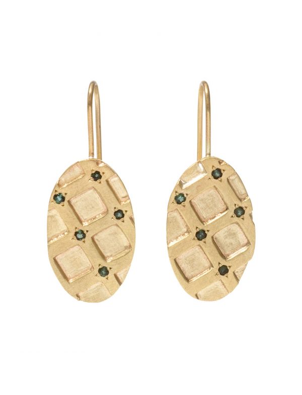 Honeycomb Hook Earrings – Gold & Tourmaline