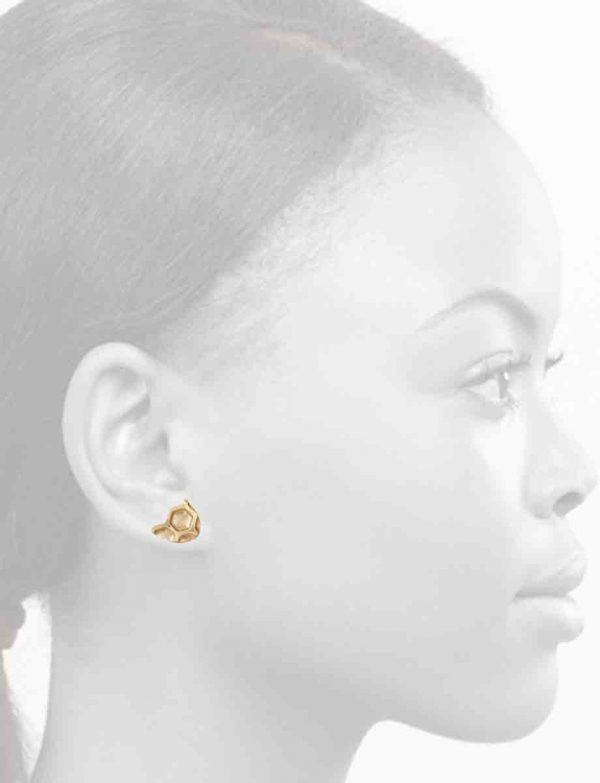 Gold Honeycomb Stud Earrings – Diamonds