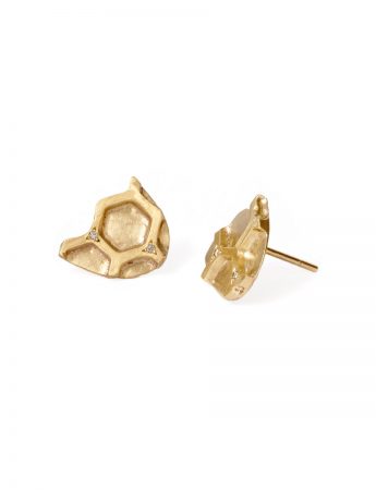 Gold Honeycomb Stud Earrings – Diamonds