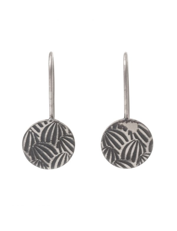 Japanese Print Hook Earrings – Black & Silver
