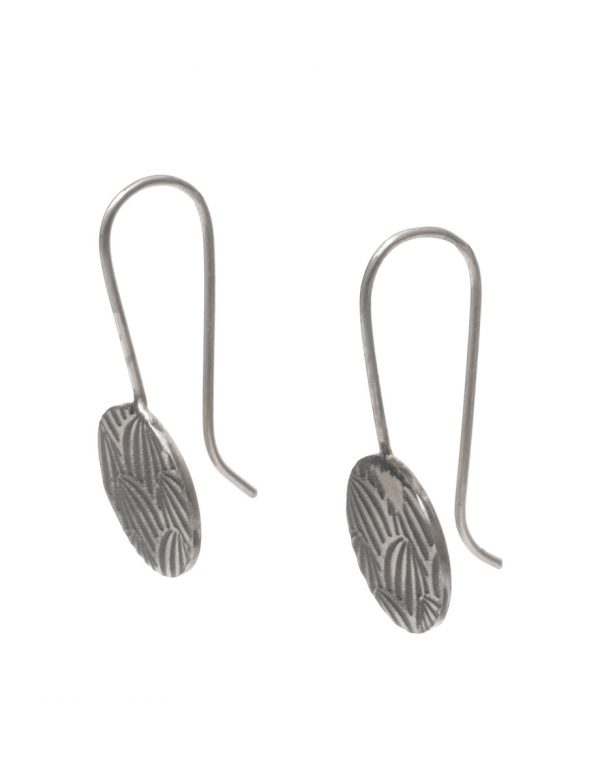 Japanese Print Hook Earrings – Black & Silver