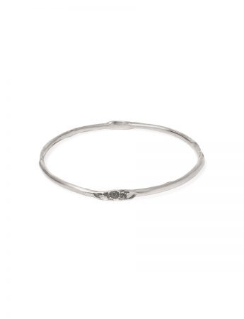 Japanese Small Flower Stacking Bangle – Silver