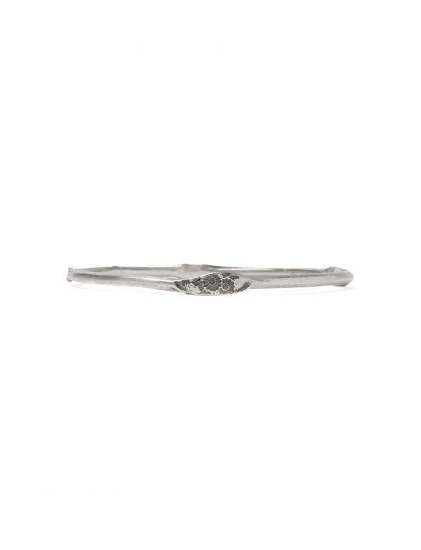 Japanese Small Flower Stacking Bangle – Silver