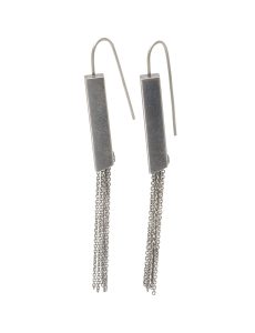 Large Chenier Fringe Earrings - Silver - Julie Carter - Side