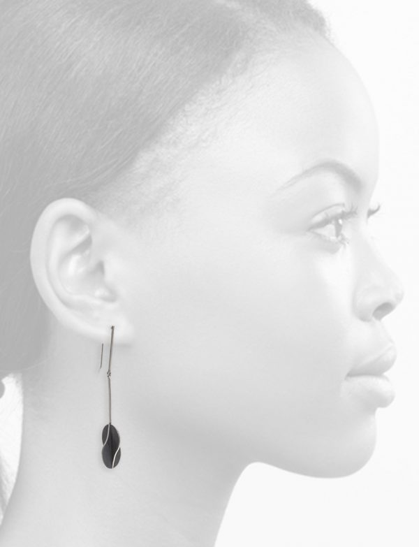 Long Black Pear X-Series Earrings