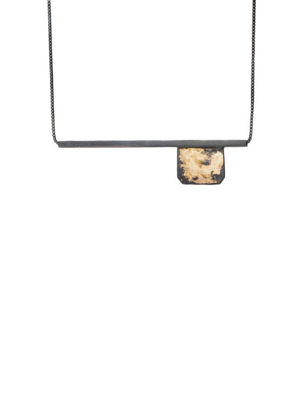 Long Flag and Line Necklace – Silver and Gold