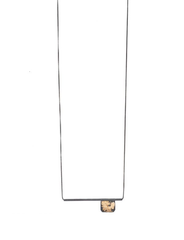 Long Flag and Line Necklace – Silver and Gold