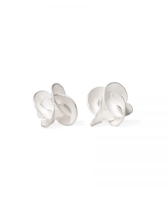 Medium Double Cloud Stud Earrings – Silver