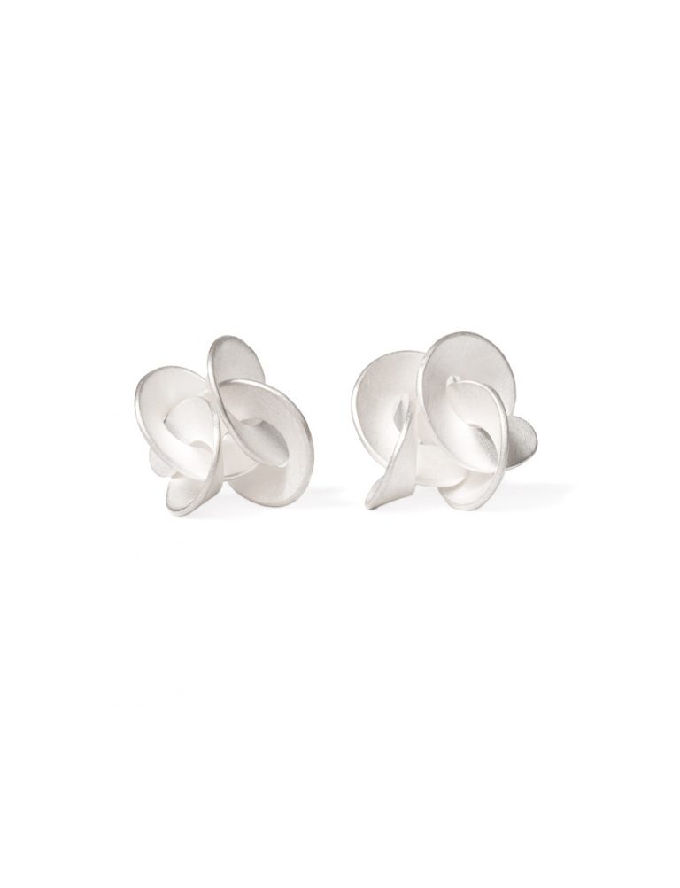Medium Double Cloud Stud Earrings – Silver