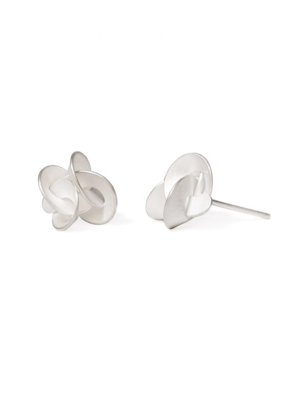 Medium Double Cloud Stud Earrings – Silver