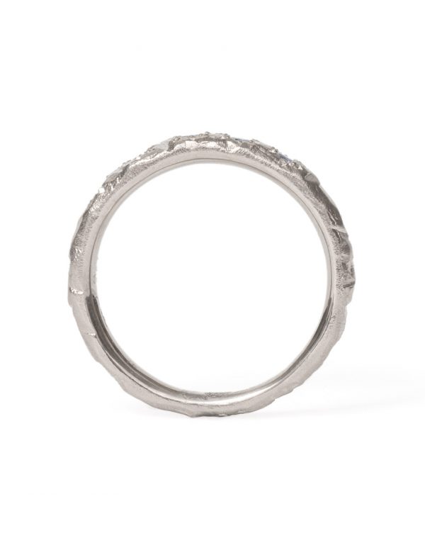 Blue Sapphire Mountain Ridge Ring – White Gold