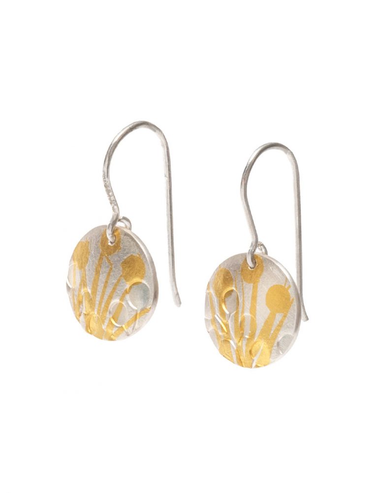 Oval Wattle Hook Earrings – Silver & Gold