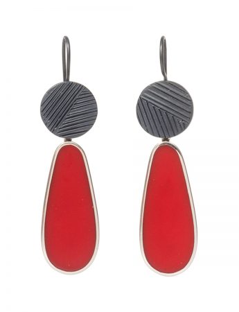 Pattern Hook Teardrop Earrings – Red