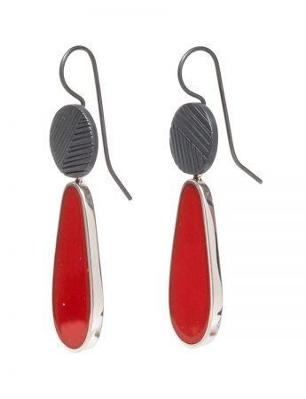 Pattern Hook Teardrop Earrings – Red