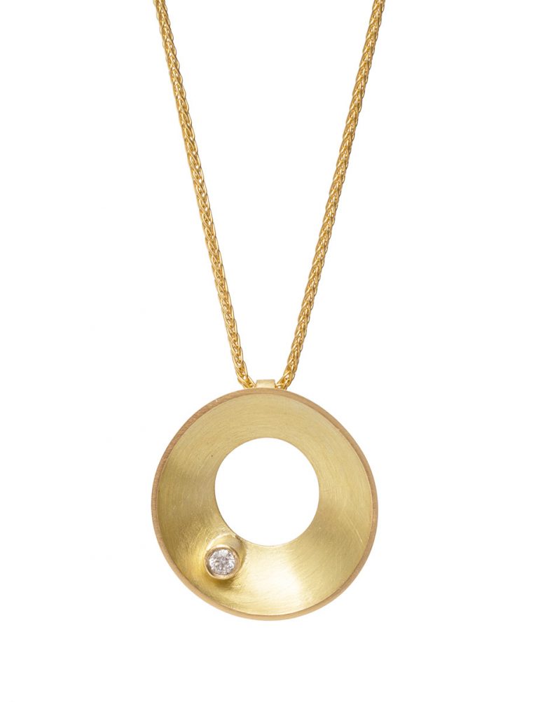 Open Sea Dish Pendant Necklace – Gold & Diamond