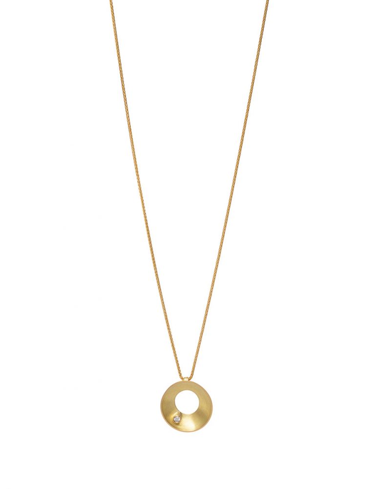 Open Sea Dish Pendant Necklace – Gold & Diamond