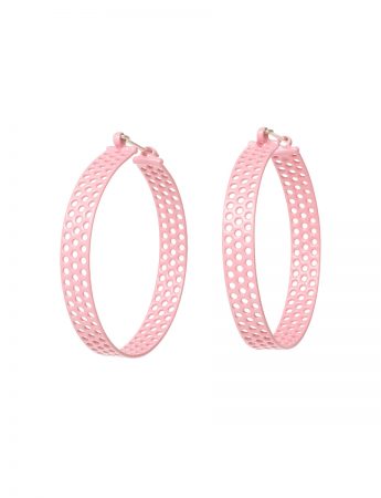 Perforated Round Hoop Earrings – Pink